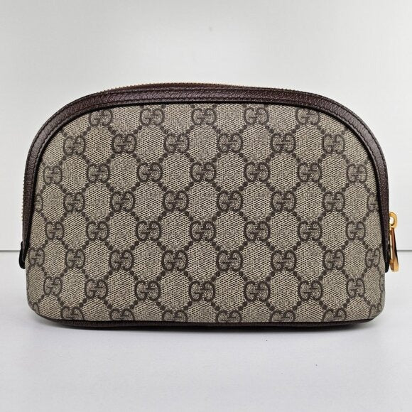 Gucci GG Supreme Monogram Textured Calfskin Web Large Ophidia Cosmetic Case