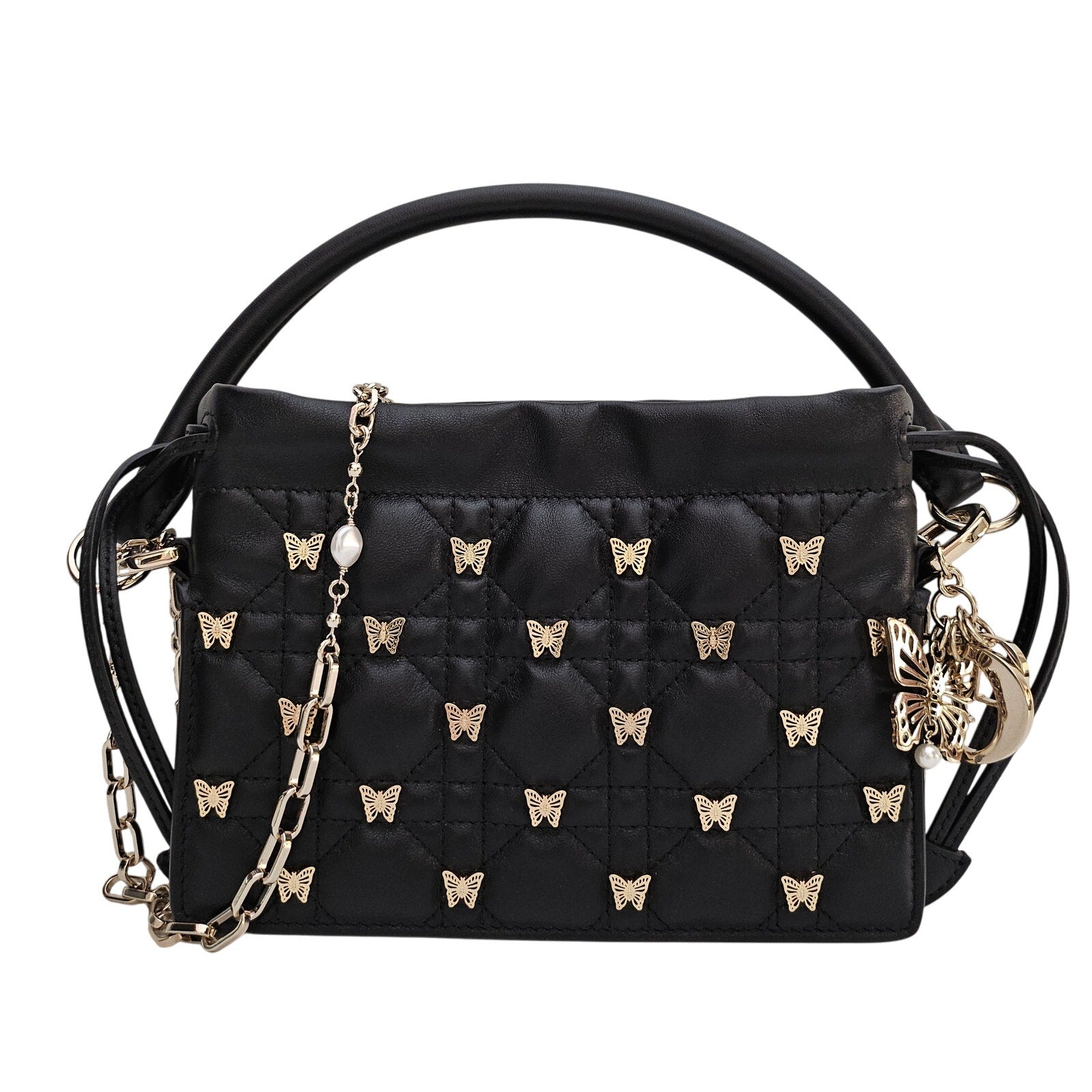 Christian Dior Butterfly Stud Milly Mini Bag Black