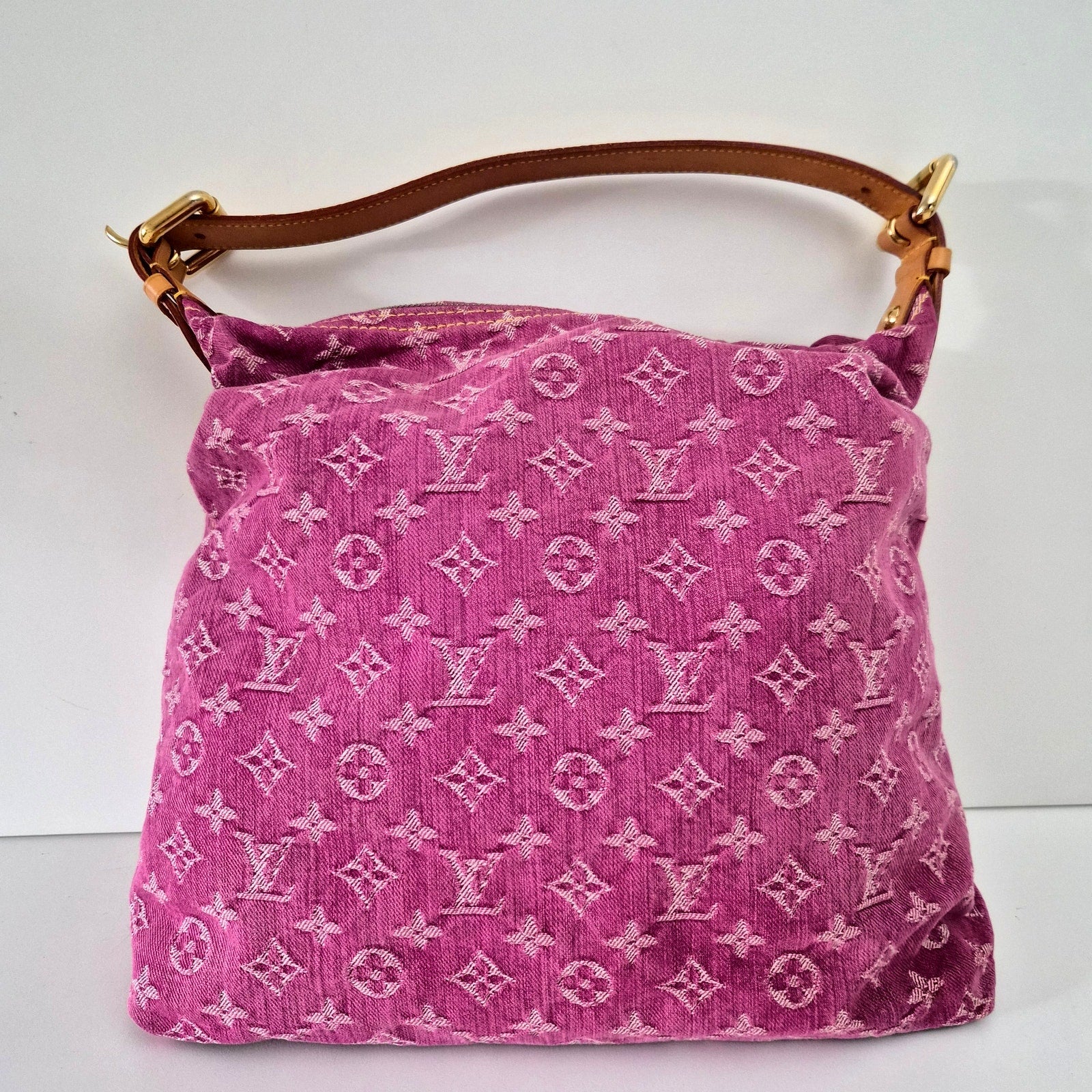 Louis Vuitton Fuchsia Denim Monogram Denim Baggy GM Bag