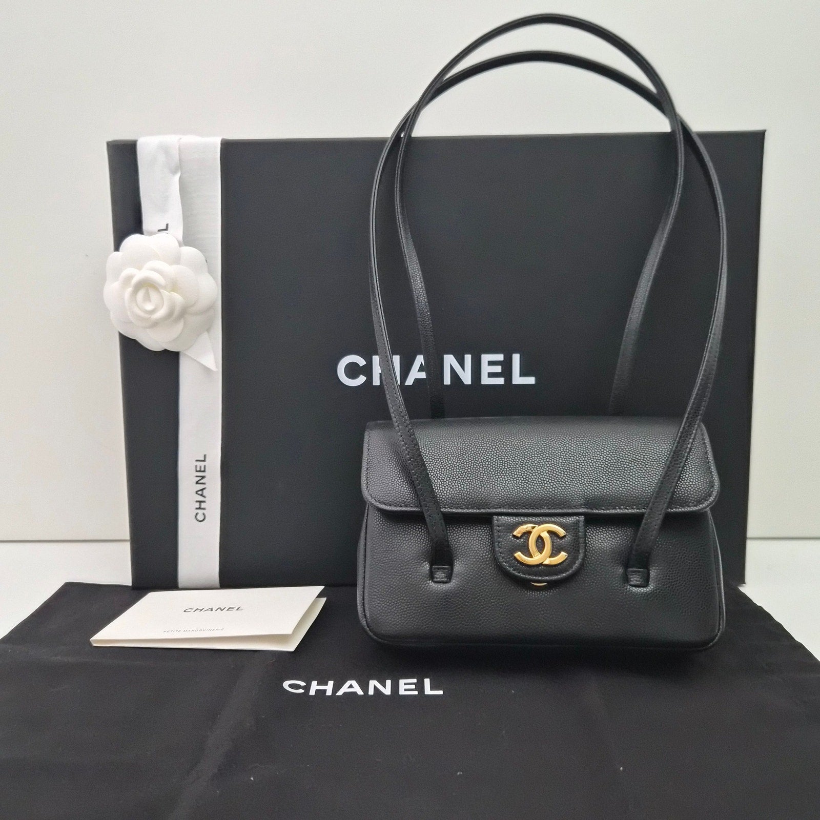 Chanel Shiny Caviar Mini Preppy Coco Shoulder Bag Black