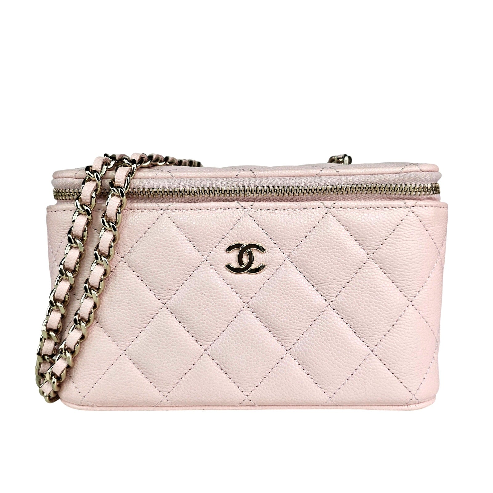 Chanel Caviar Leather Vanity with Chain 25S Crossbody Bag Light Pink