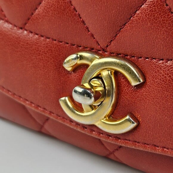 Chanel Small Diana Leather Red Brown Shoulder Bag