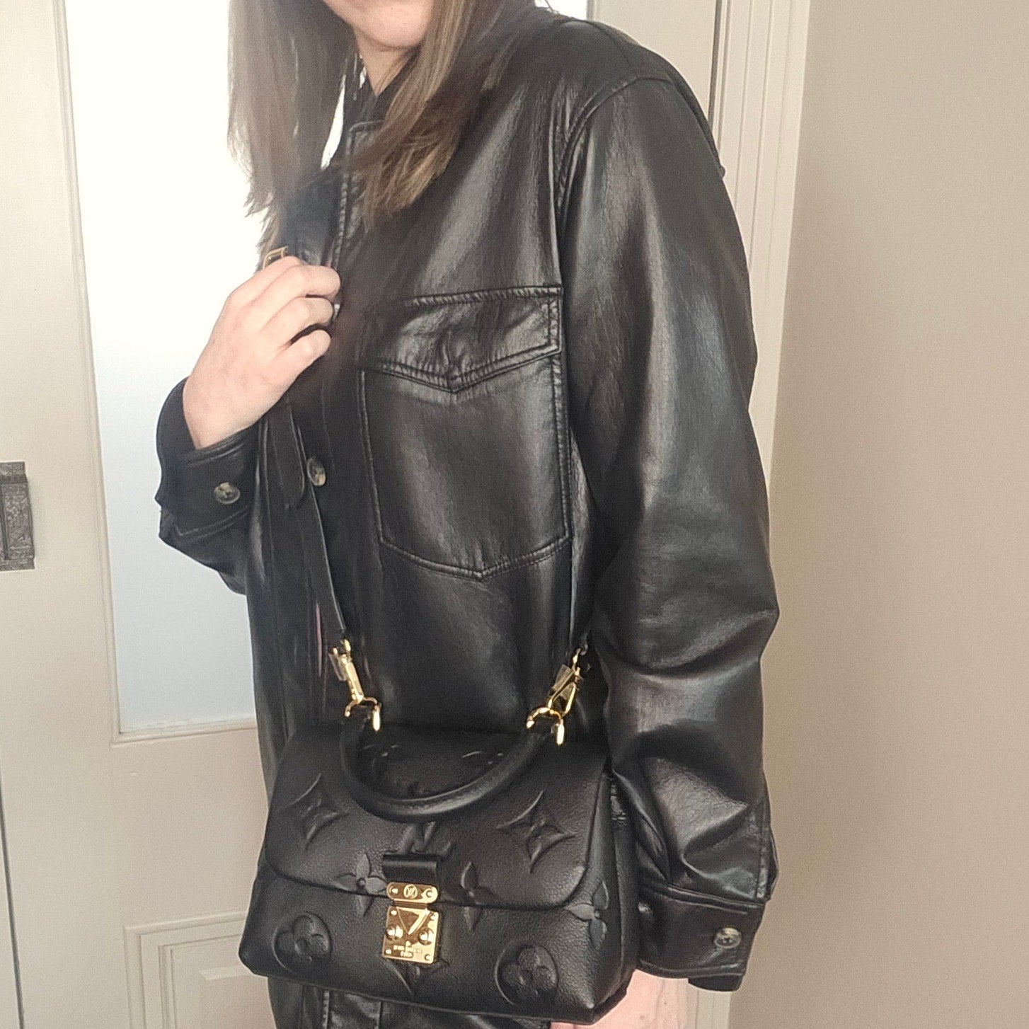Louis Vuitton Madeleine BB Empreinte Leather Top Handle Bag Black