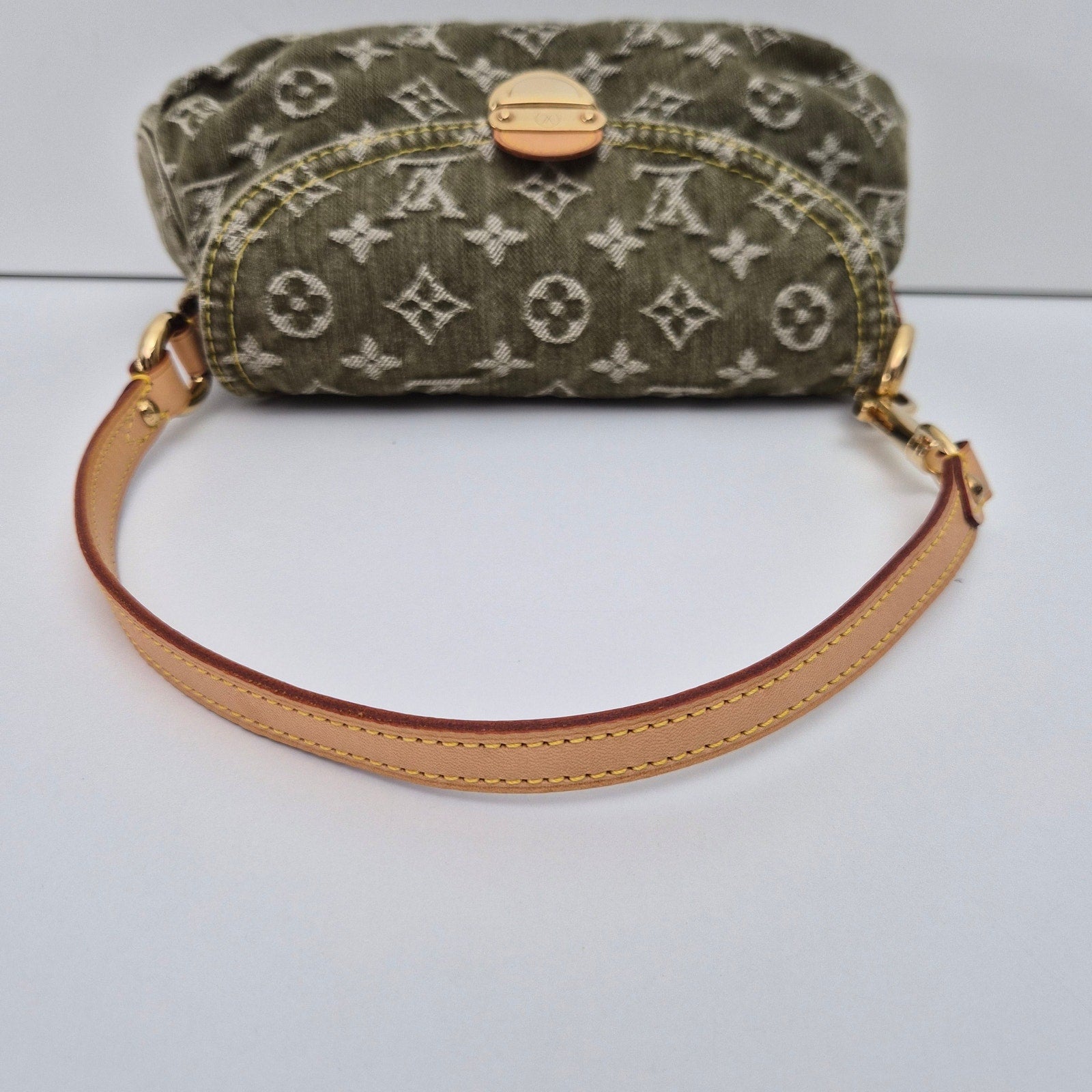 Louis Vuitton Green Denim Mini Pleaty Shoulder Bag