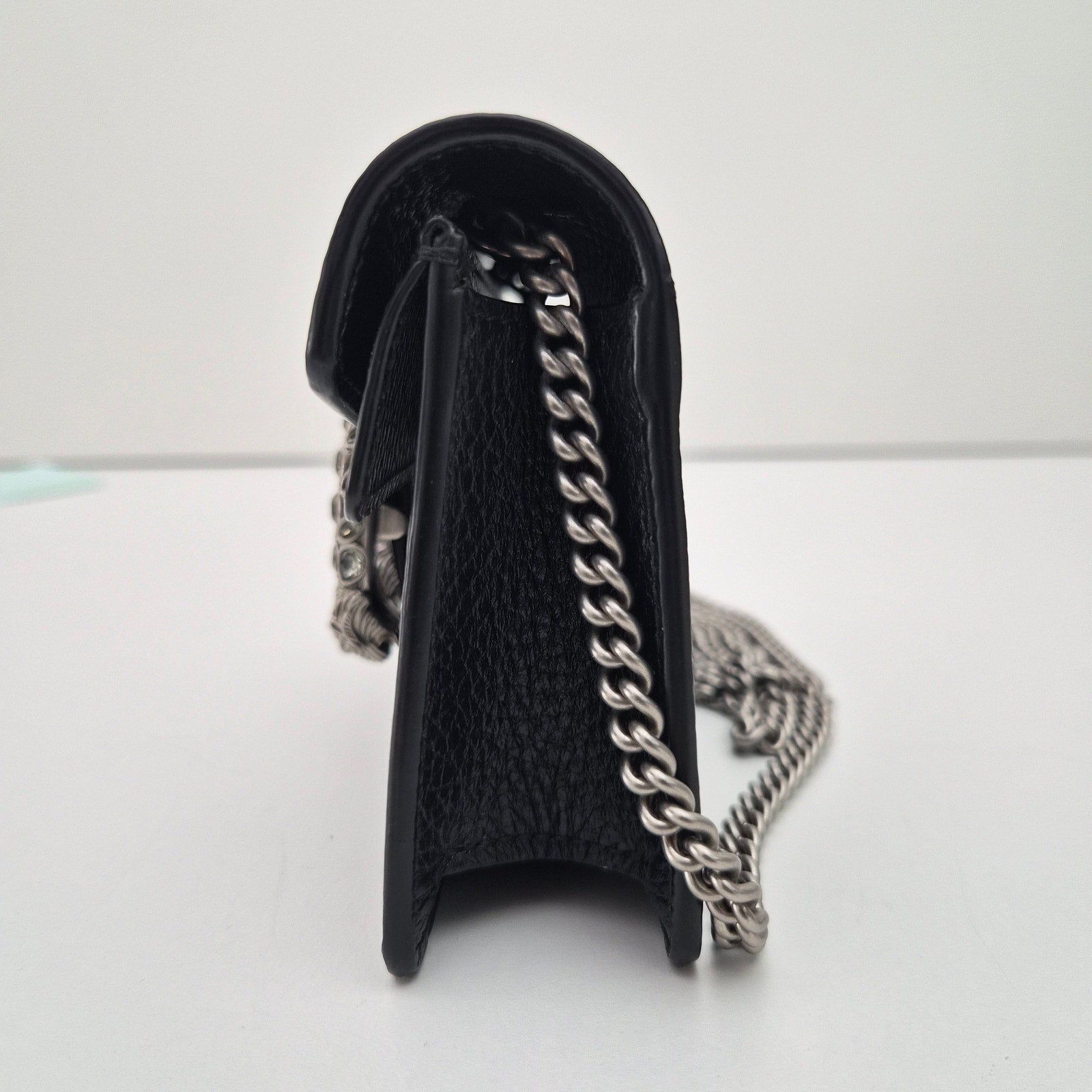 Gucci GG Leather Super Mini Dionysus Crossbody Bag Black
