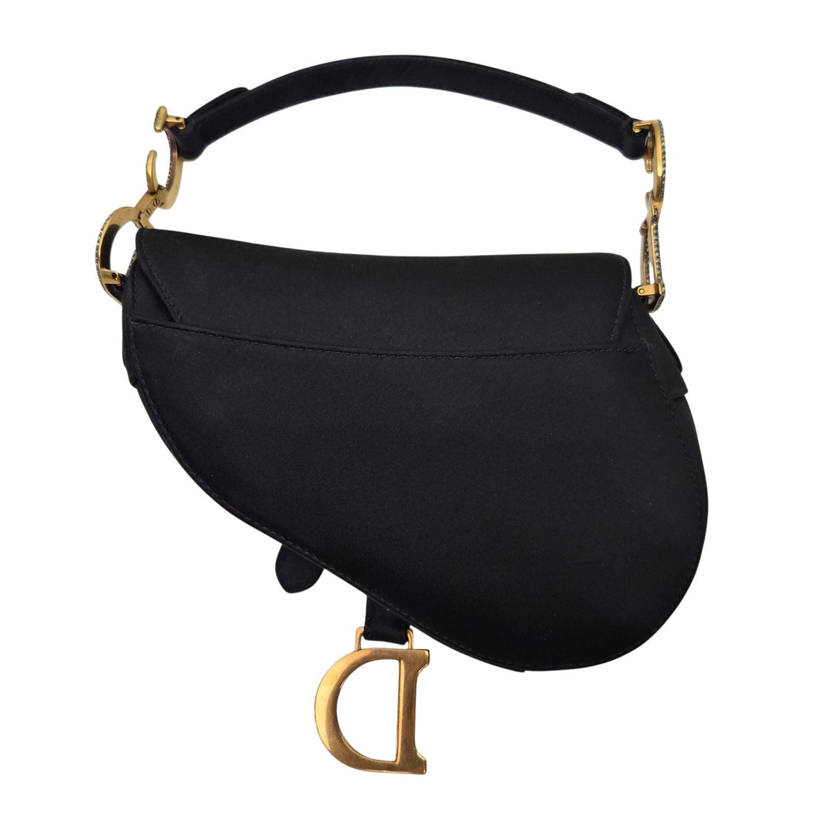 Christian Dior Satin Crystal Mini Saddle Bag