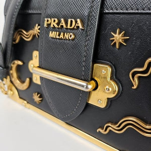Prada Small Leather Astrology Cahier Gold Hardware Crossbody Bag