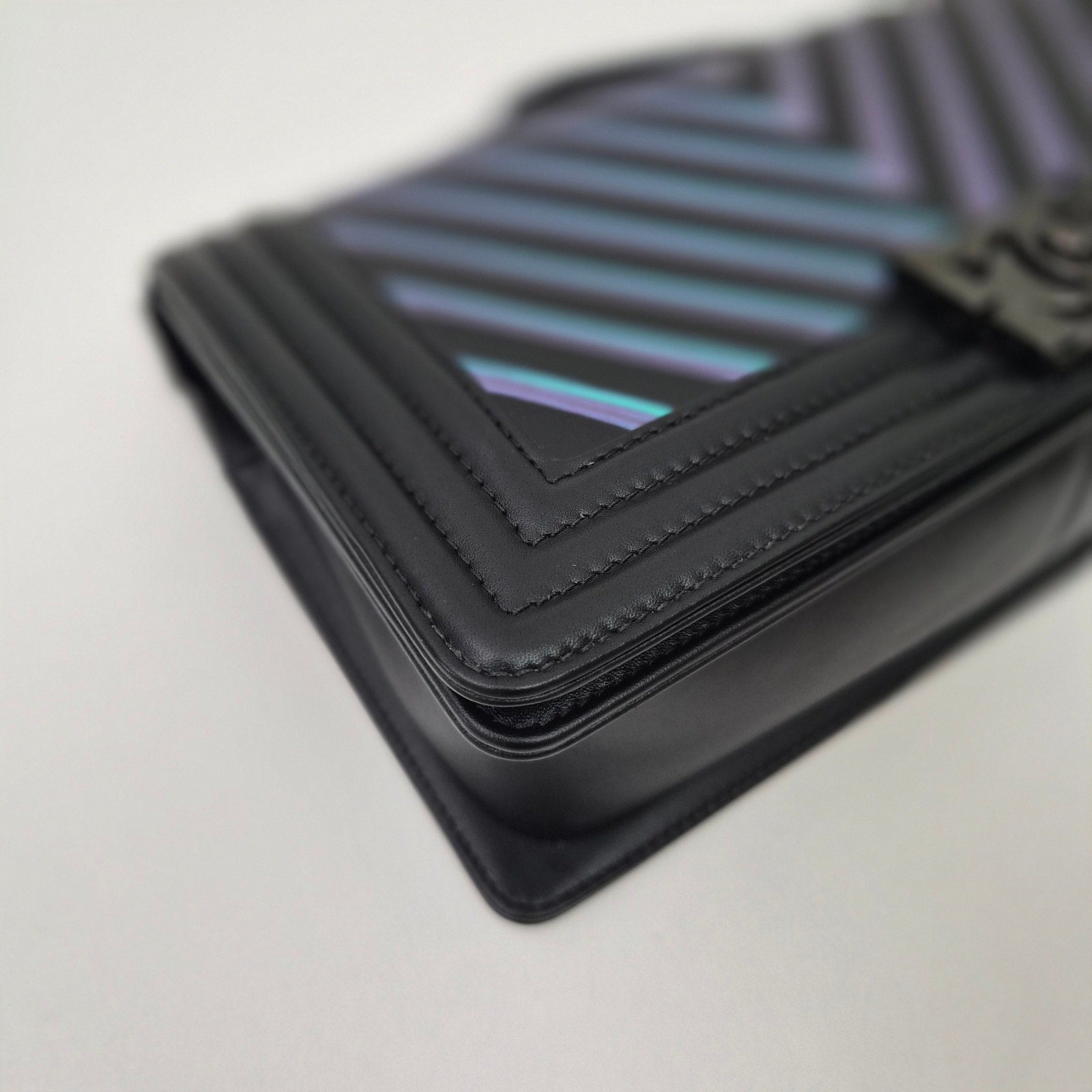 Chanel Iridescent Chevron Medium Boy Bag Black