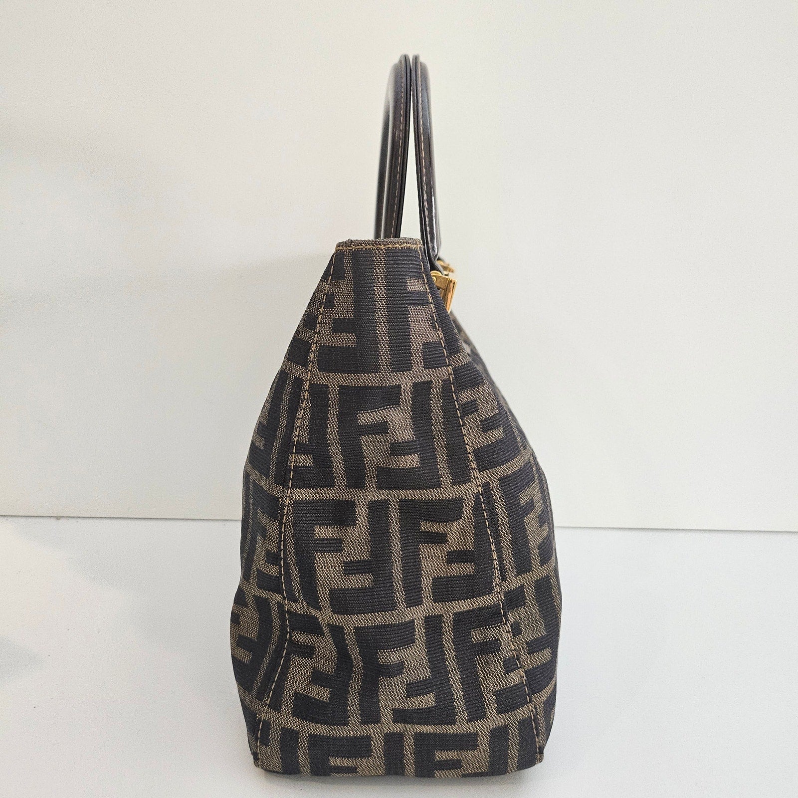 Fendi Zucca Small Holdall Tote Tobacco