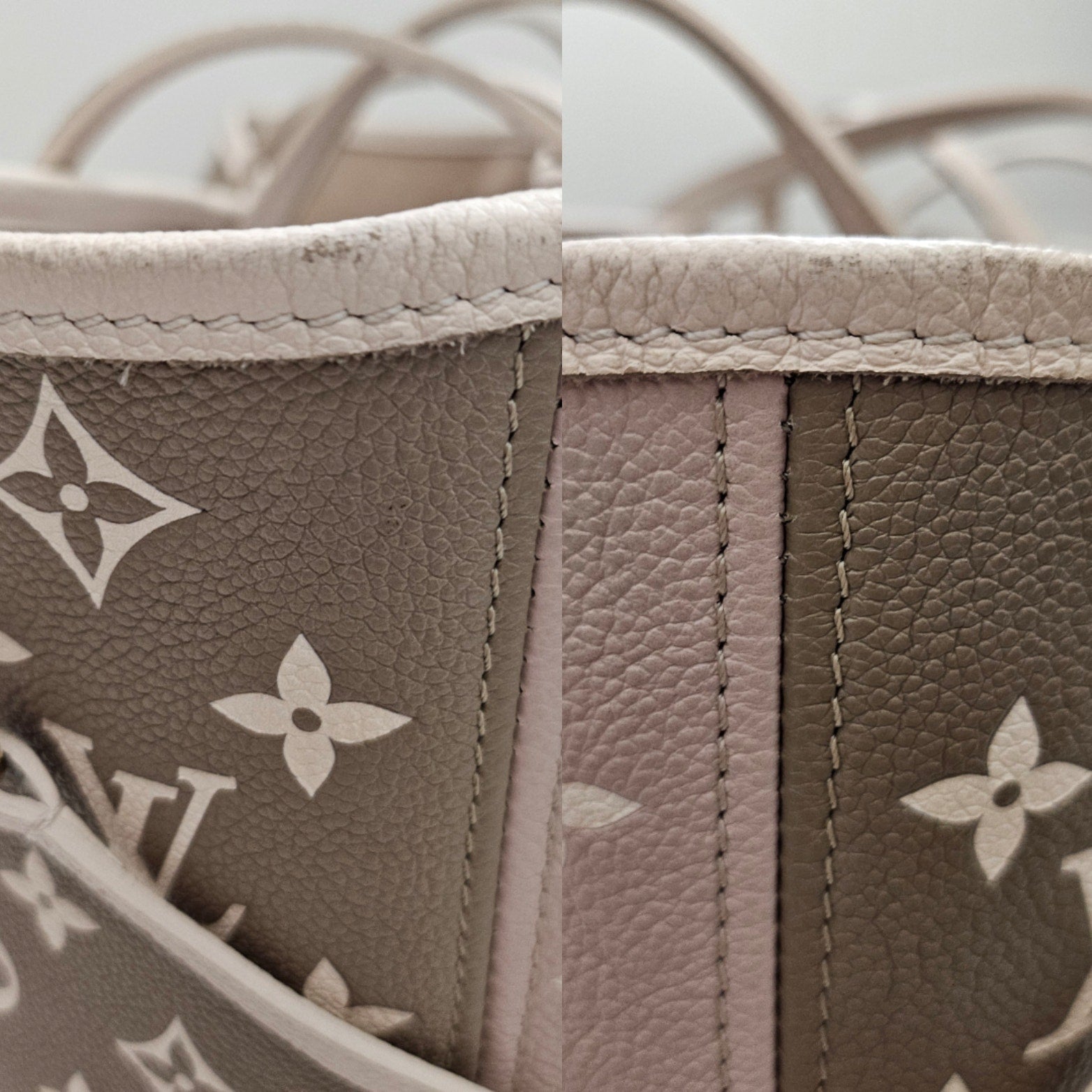 Louis Vuitton Neverfull NM Tote Spring in the City Monogram Empreinte Leather MM Kaki/Beige/Crea