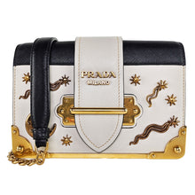 Load image into Gallery viewer, Prada Astrology Moon Stars Small Leather Cahier GHW Crossbody Bag White
