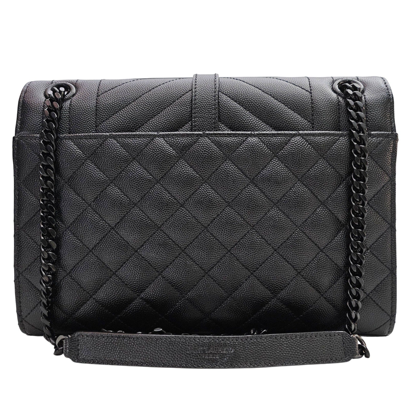 Saint Laurent Grain De Poudre Matelasse Triquilt Medium Monochrome Satchel Black