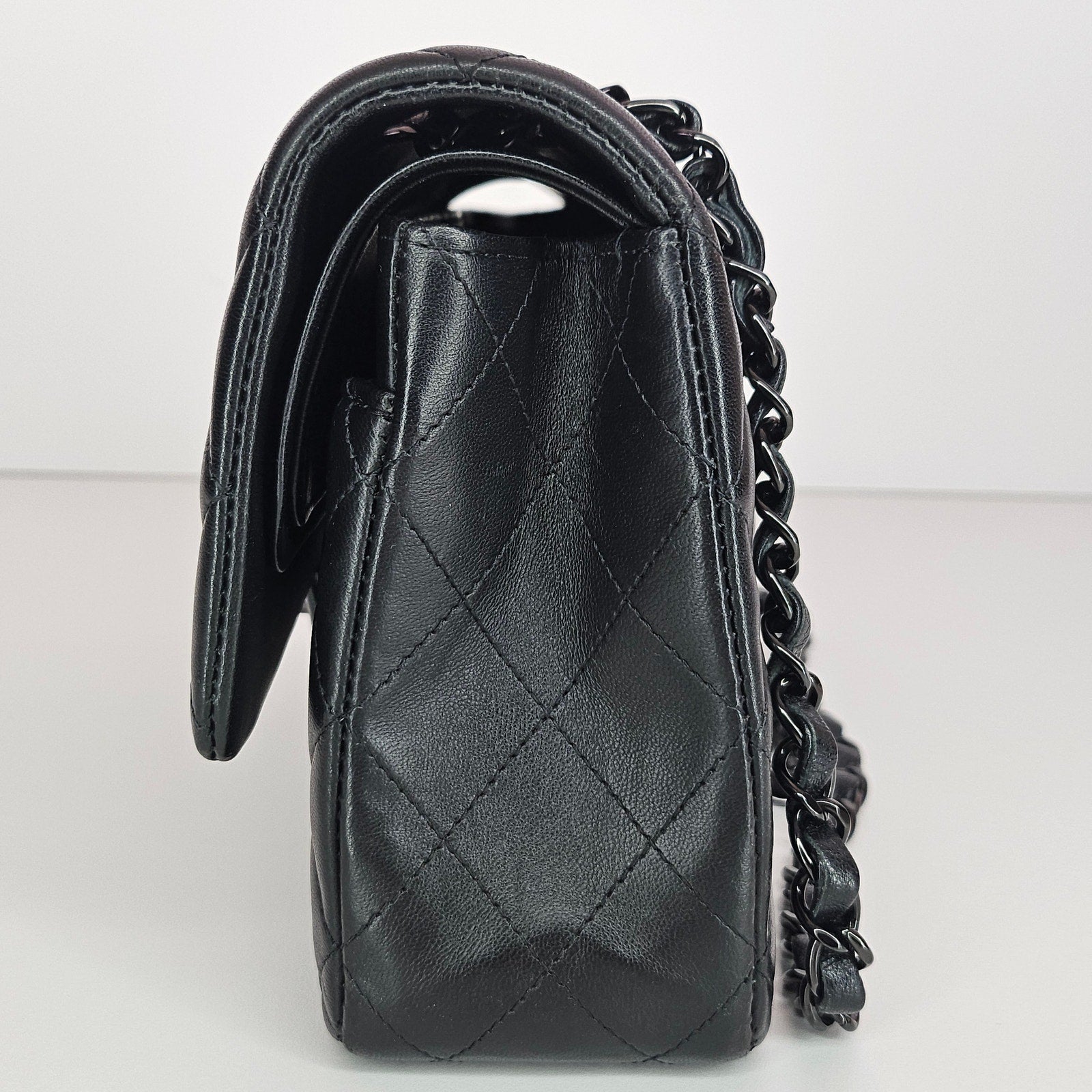 Chanel Lambskin Quilted Medium Double Flap So Black