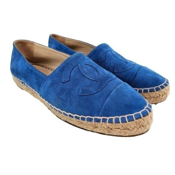 Chanel Blue Suede Cc Logo Espadrilles US 7 / EU 37