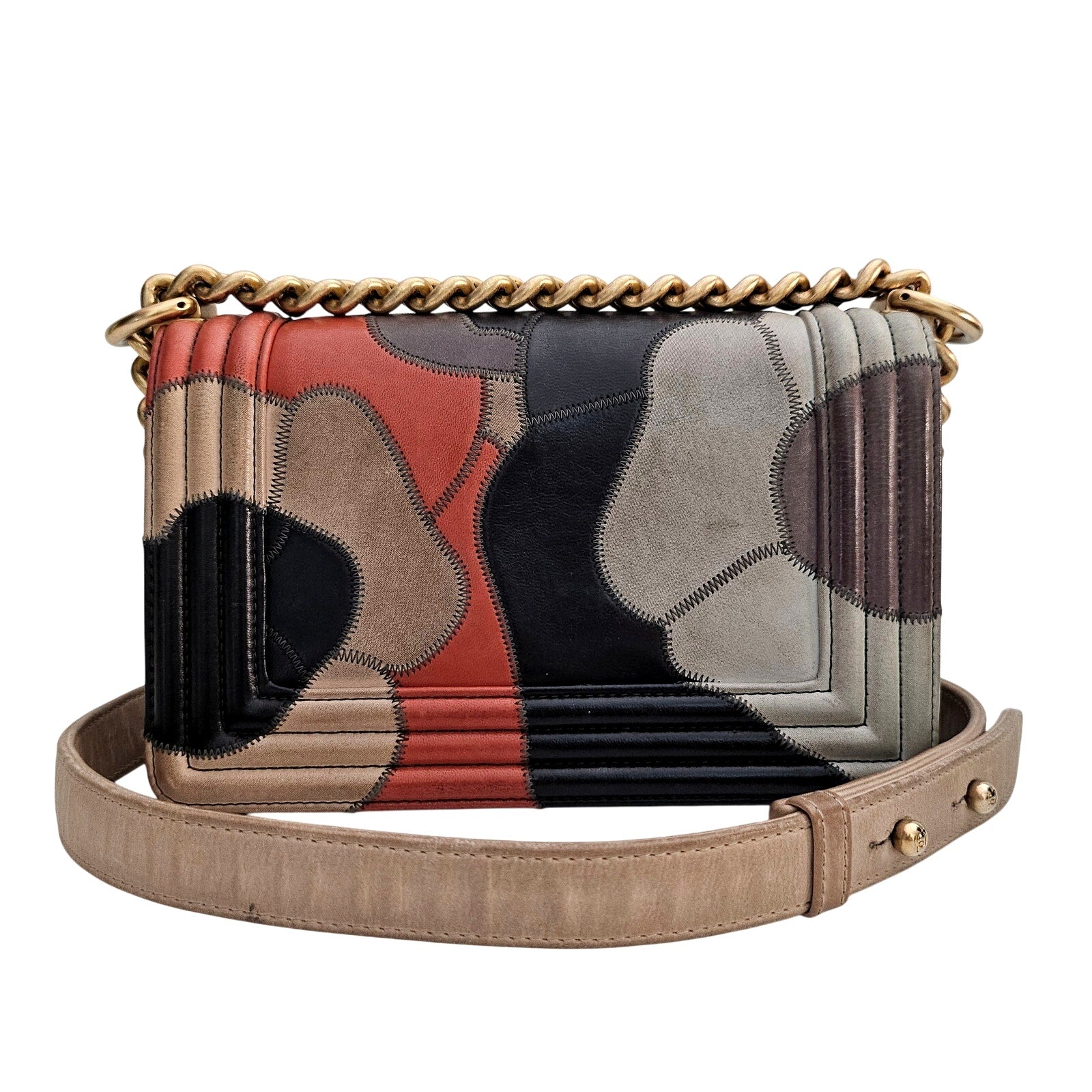 Chanel Lambskin Suede Patchwork Small Act I Camellia Boy Flap