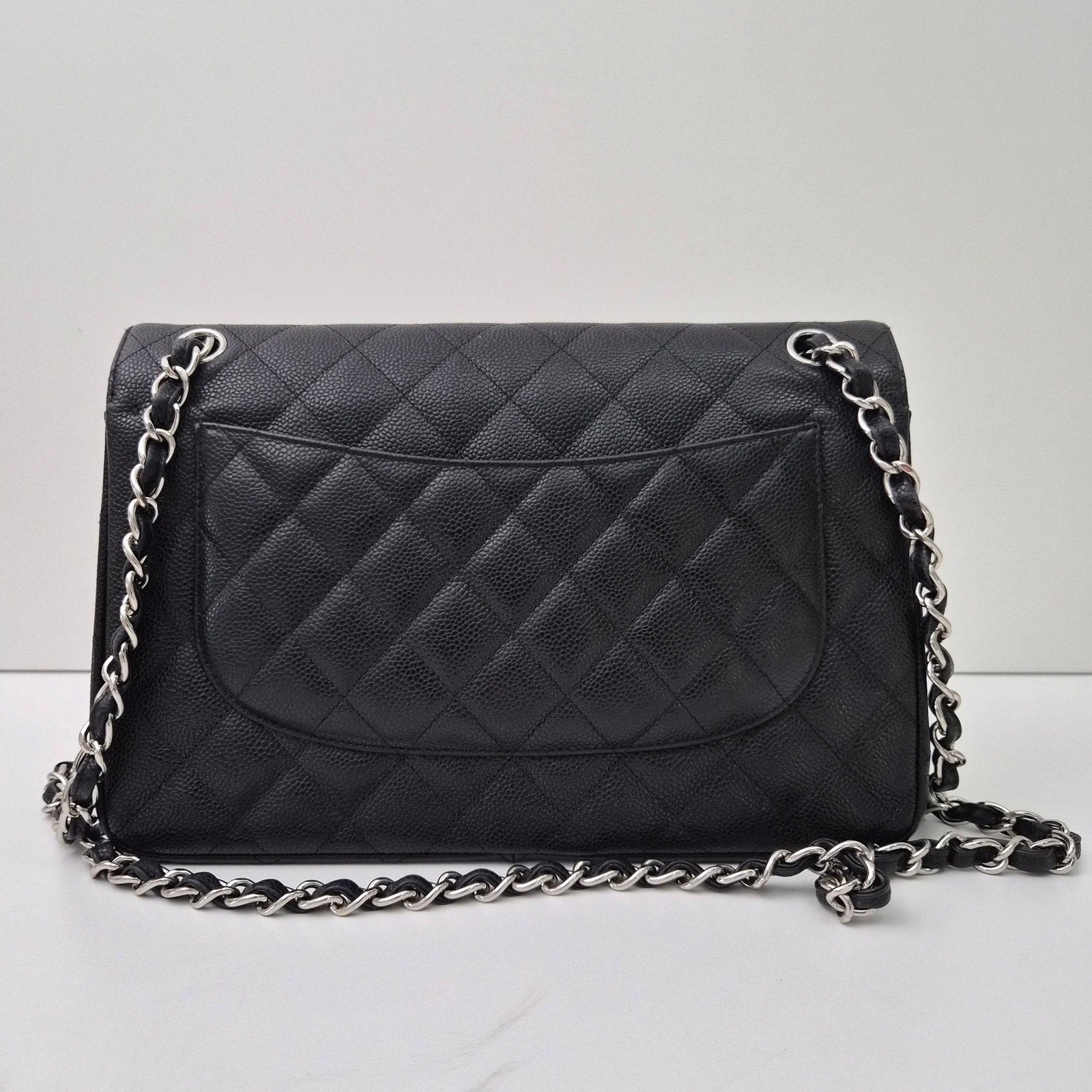 Chanel Caviar Leather Quilted Jumbo Double Classic Flap Black