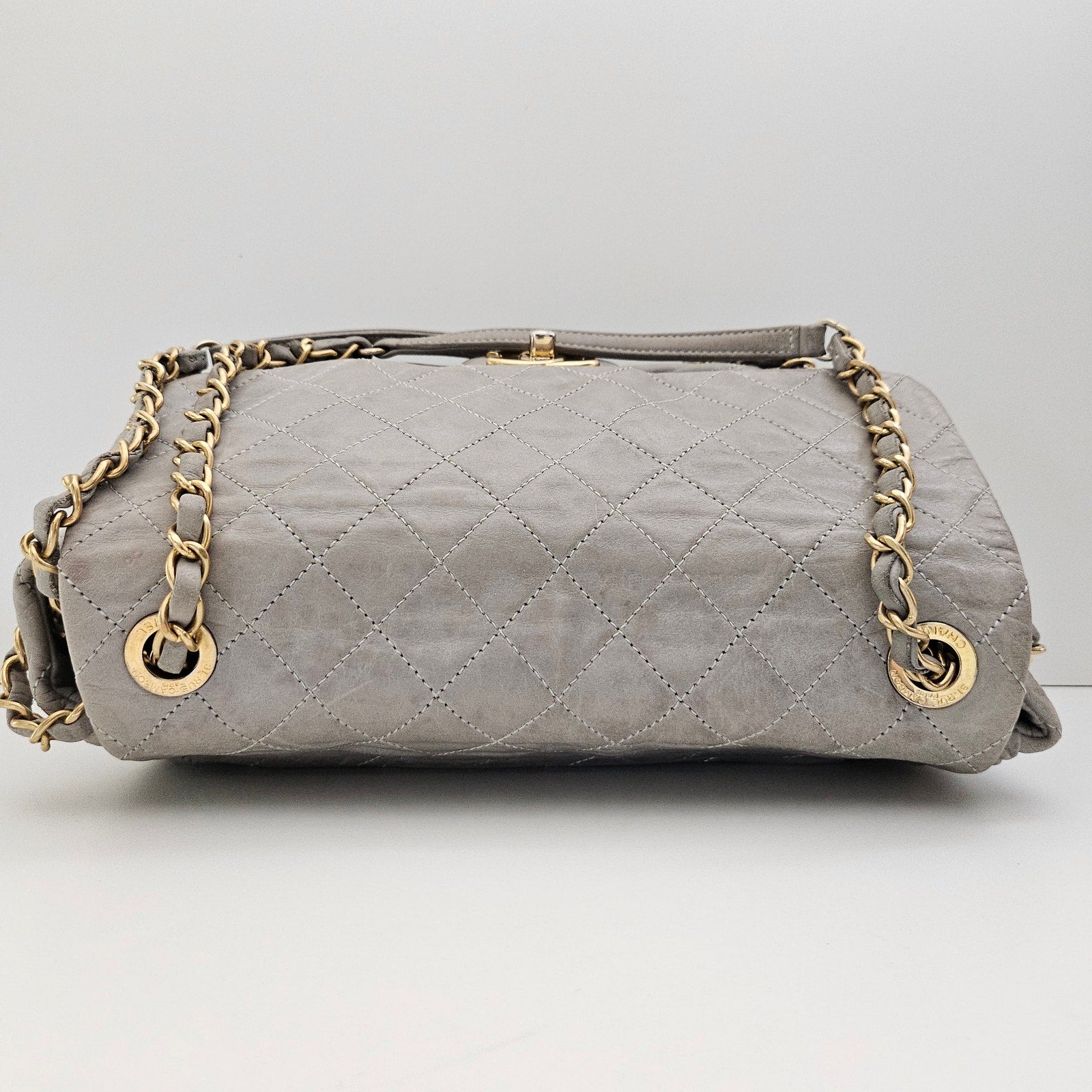 Chanel Grey Calfskin Chic Accordion Small Flap Bag