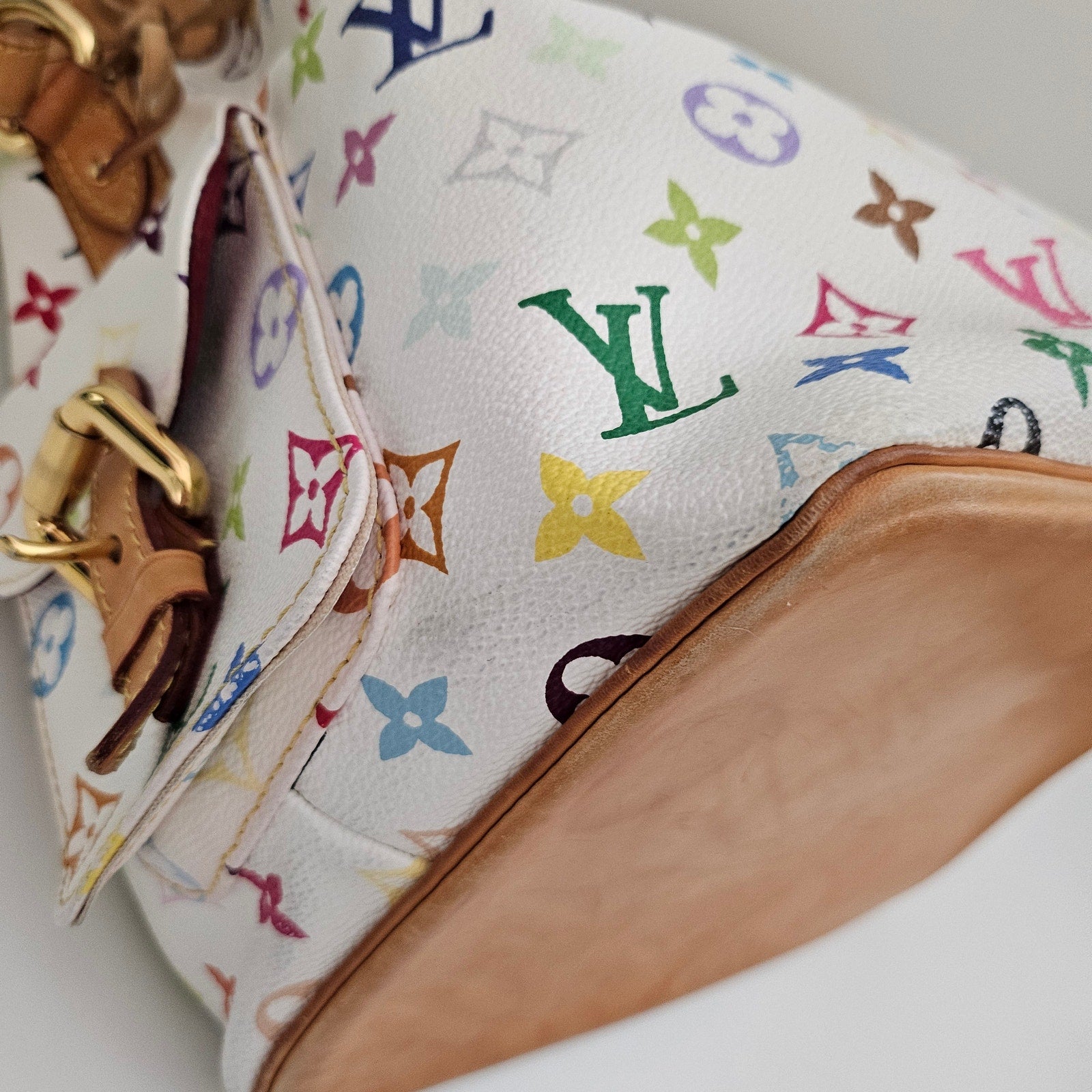 Louis Vuitton Takashi Murakami Monogram Multicolor Petit Noe White Bucket Bag