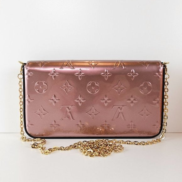 Louis Vuitton Rose Gold Pink Vernis Leather Felicie Pochette Crossbody Bag