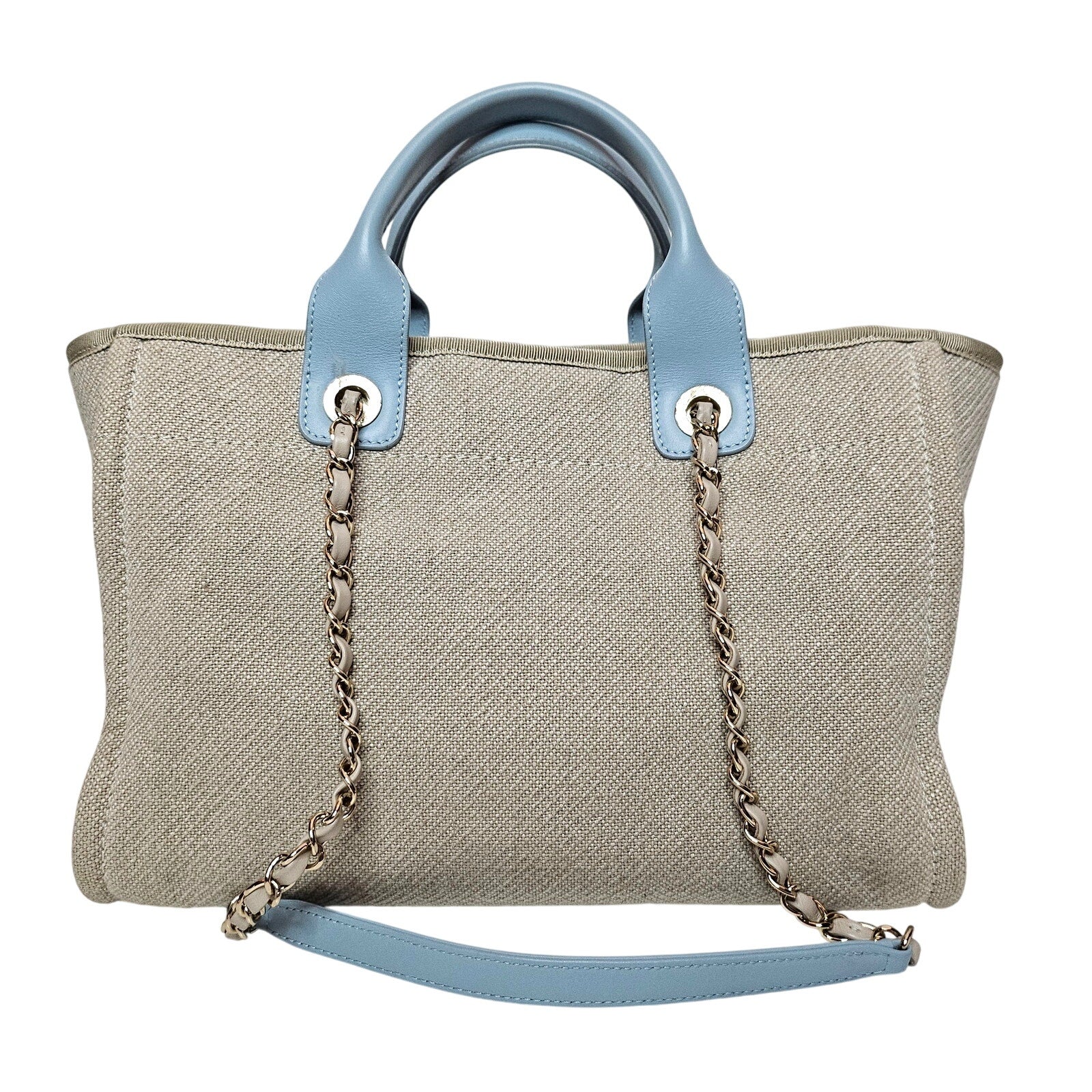 Chanel Small NM Deauville Tote Gray Blue
