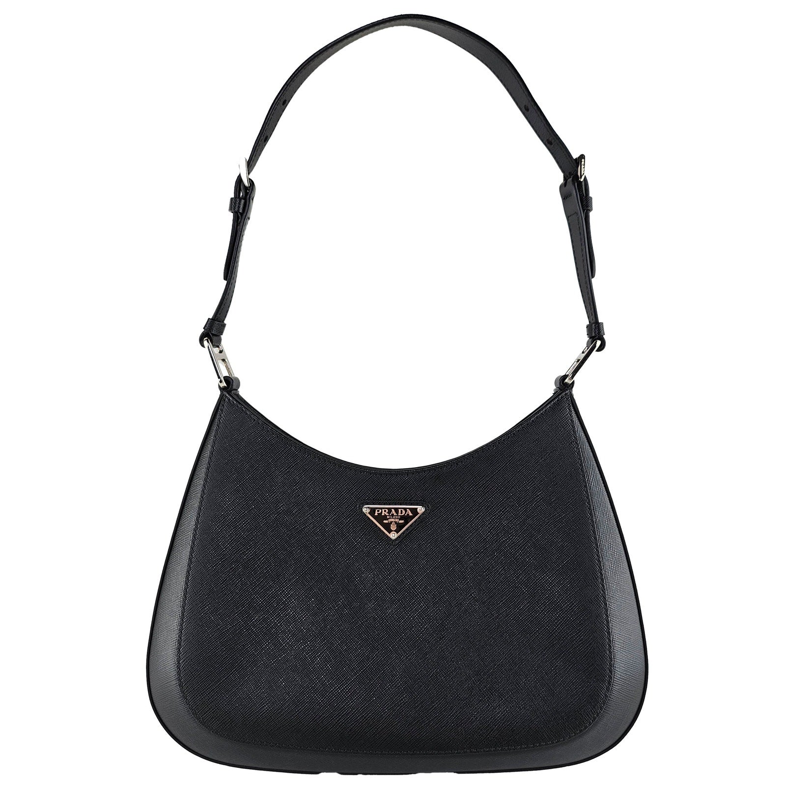 Prada Cleo Saffiano Leather Shoulder Bag Black