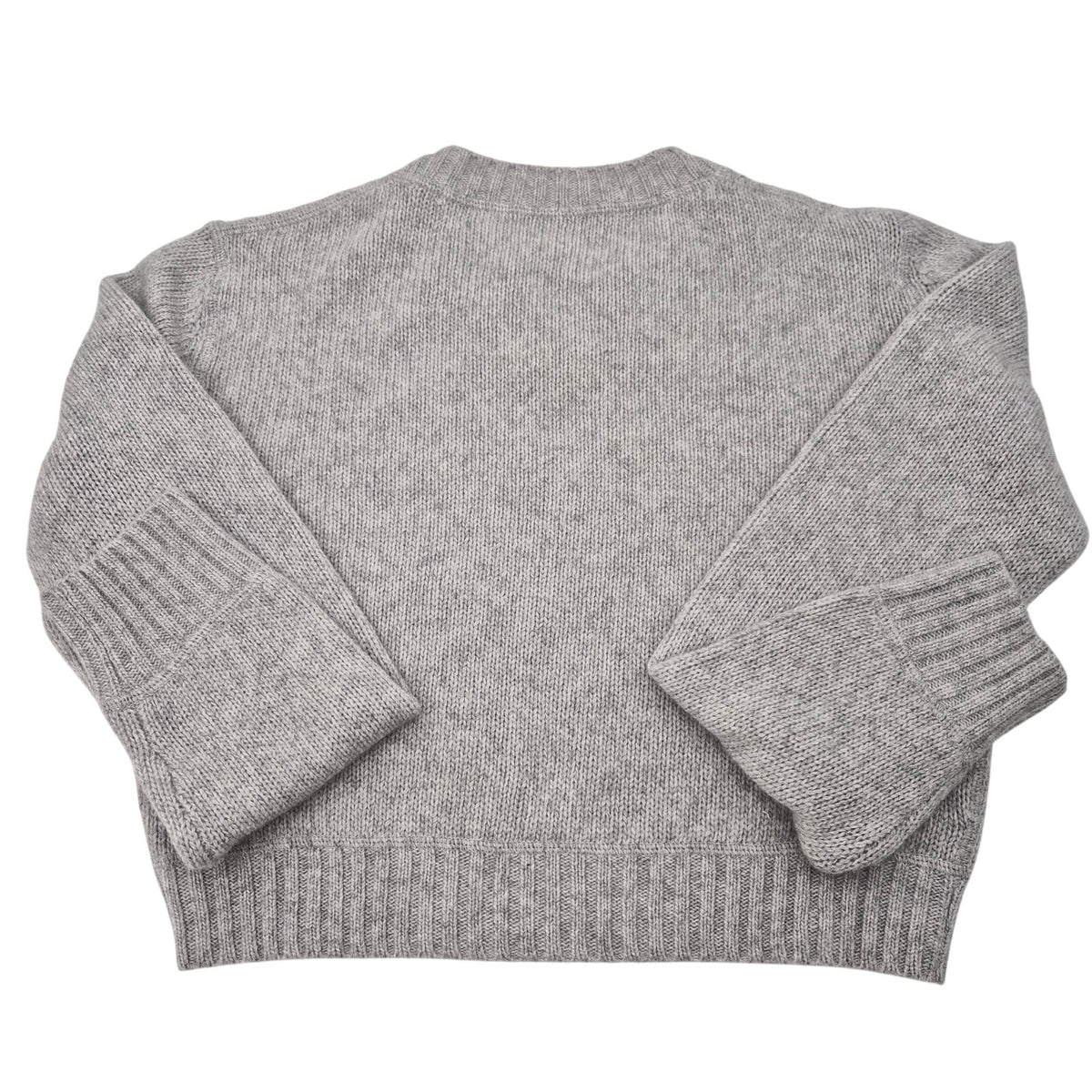 Prada Wool and Cashmere Crew-Neck Logo Sweater Gray Size 40