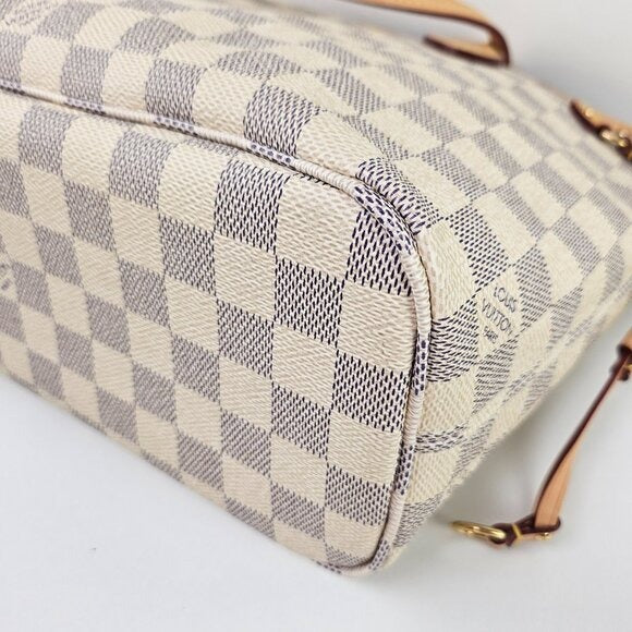 Louis Vuitton Neverfull Pm White Damier Azur Canvas Tote