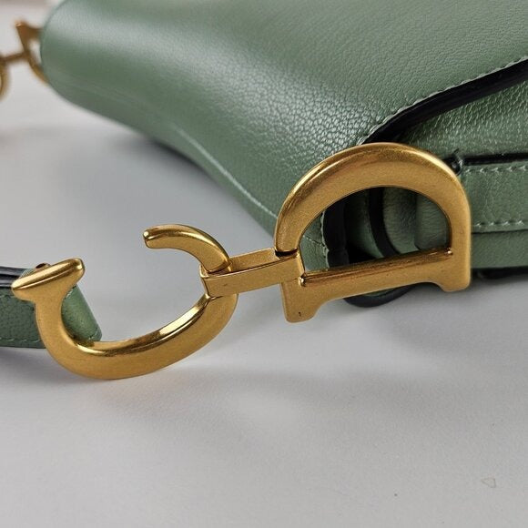 Christian Dior Leather Mini Saddle Bag Green