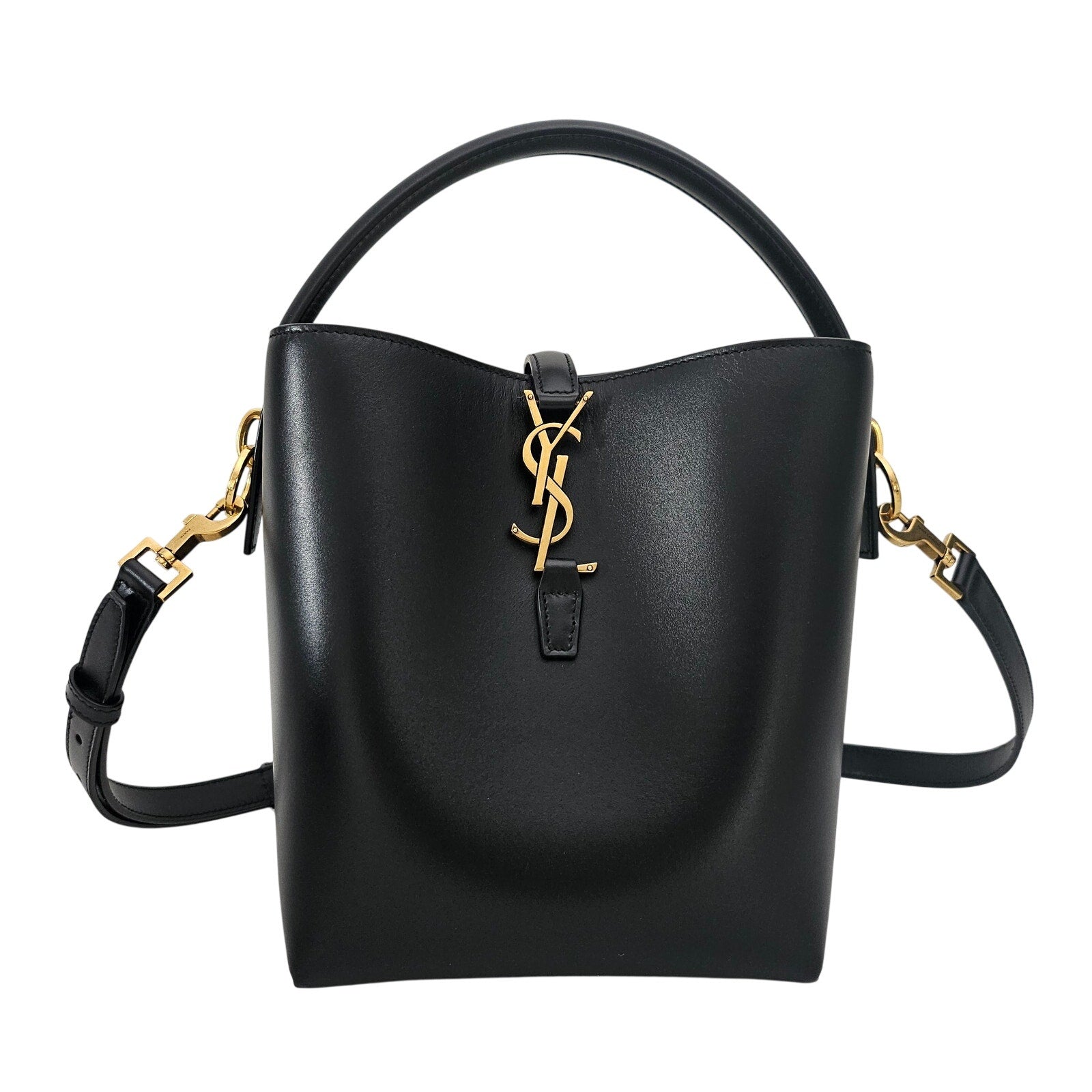 Saint Laurent Le 37 Small Shiny Black Bucket Bag