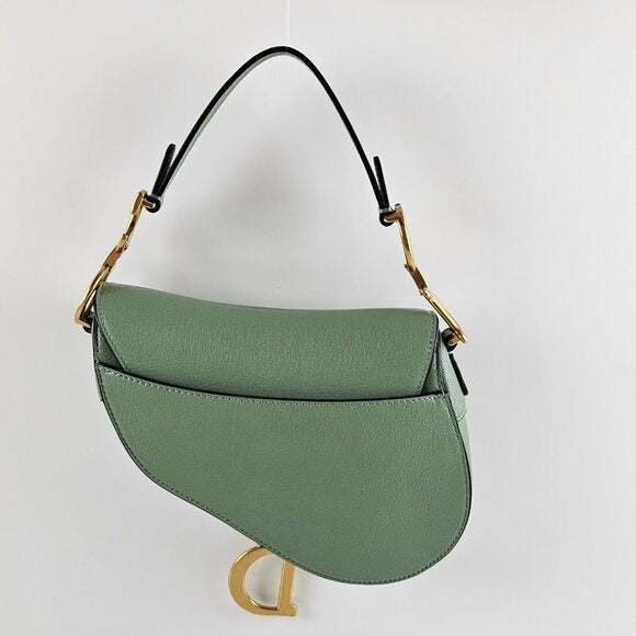 Christian Dior Leather Mini Saddle Bag Green