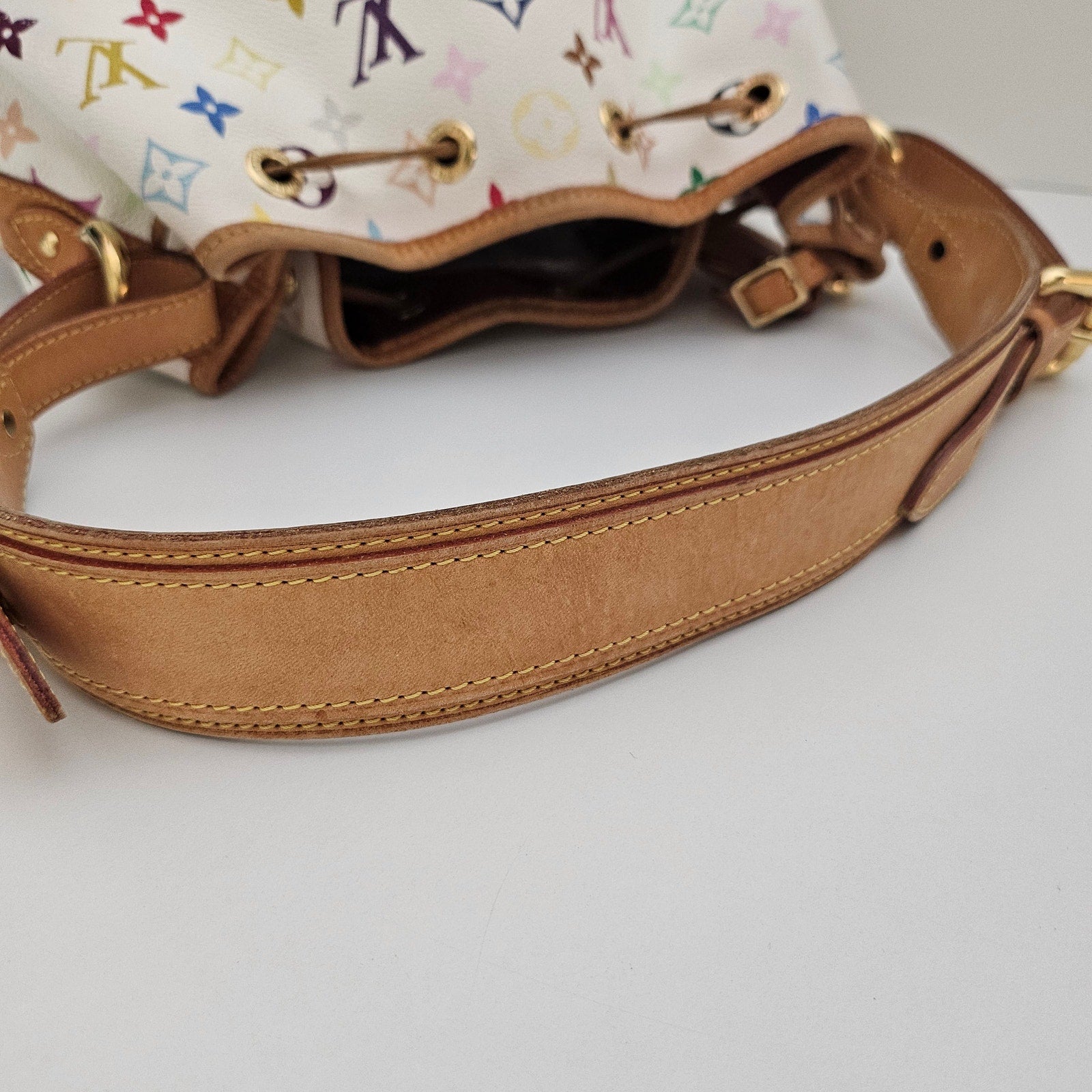 Louis Vuitton Takashi Murakami Monogram Multicolor Petit Noe White Bucket Bag