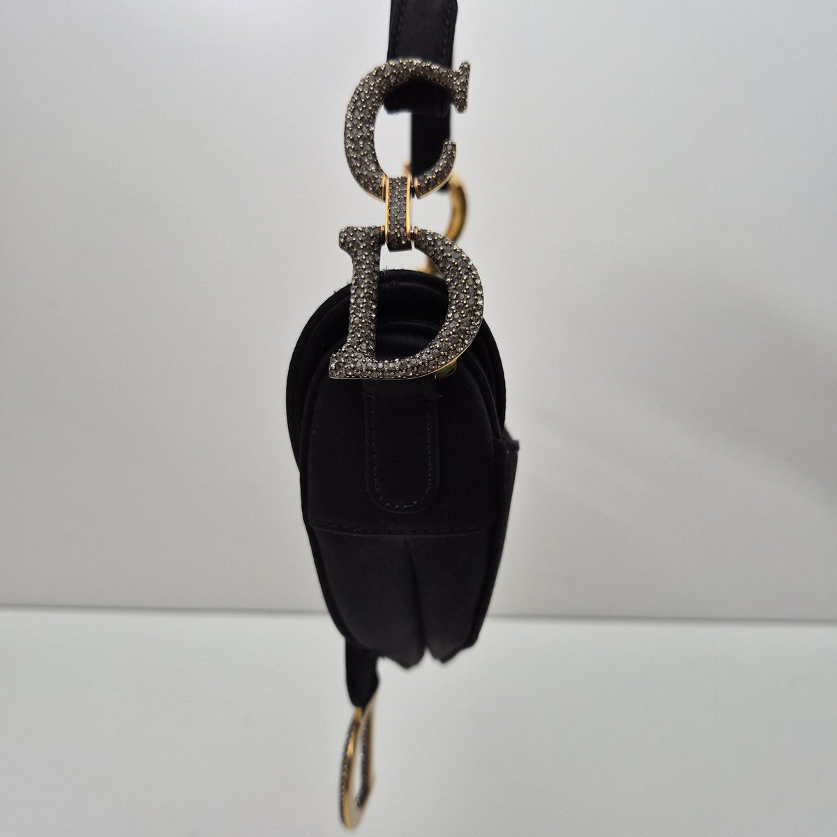 Christian Dior Satin Crystal Mini Saddle Bag