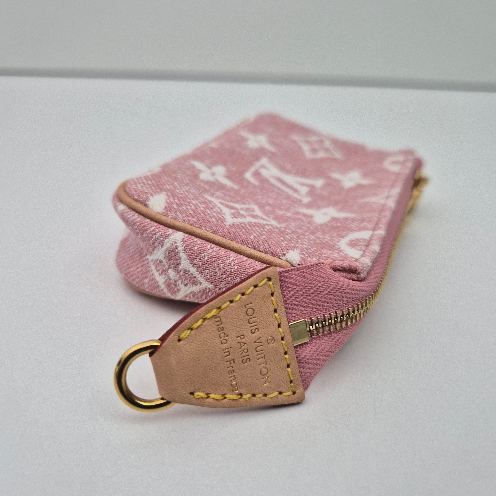 Louis Vuitton Monogram Jacquard Micro Pochette Case Pink White Denim