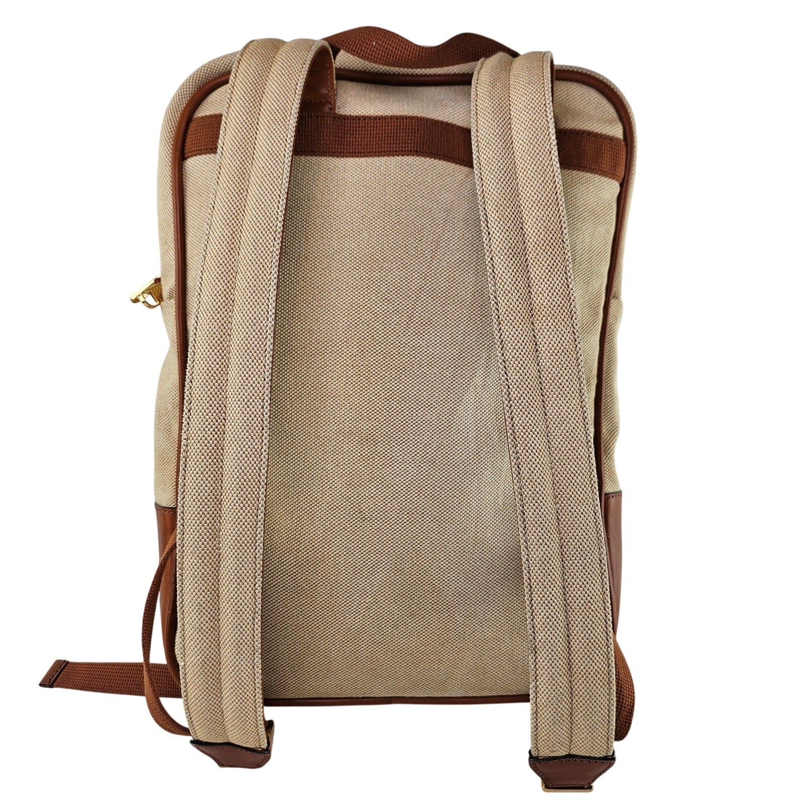 Gucci Vintage Canvas Leather Web Backpack Sand Light Cuir