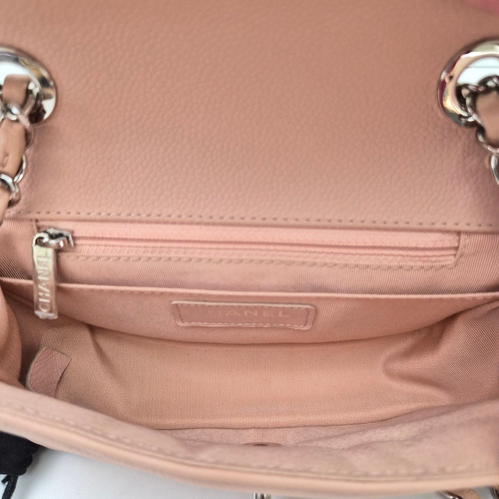 Chanel Caviar Chevron Quilted Small Single Flap Light Pink