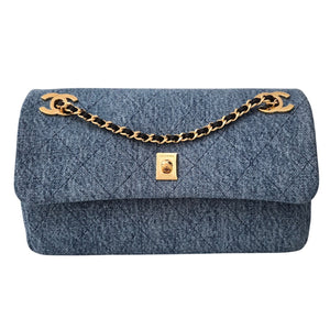 Chanel Denim Quilted Eyes On You Flap Blue