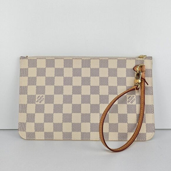 Louis Vuitton Neverfull Damier Azur Canvas Wristlet