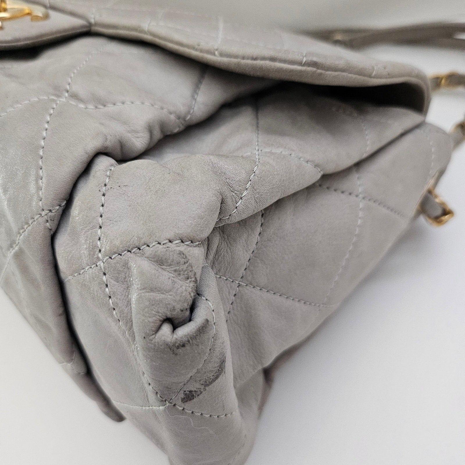 Chanel Grey Calfskin Chic Accordion Small Flap Bag