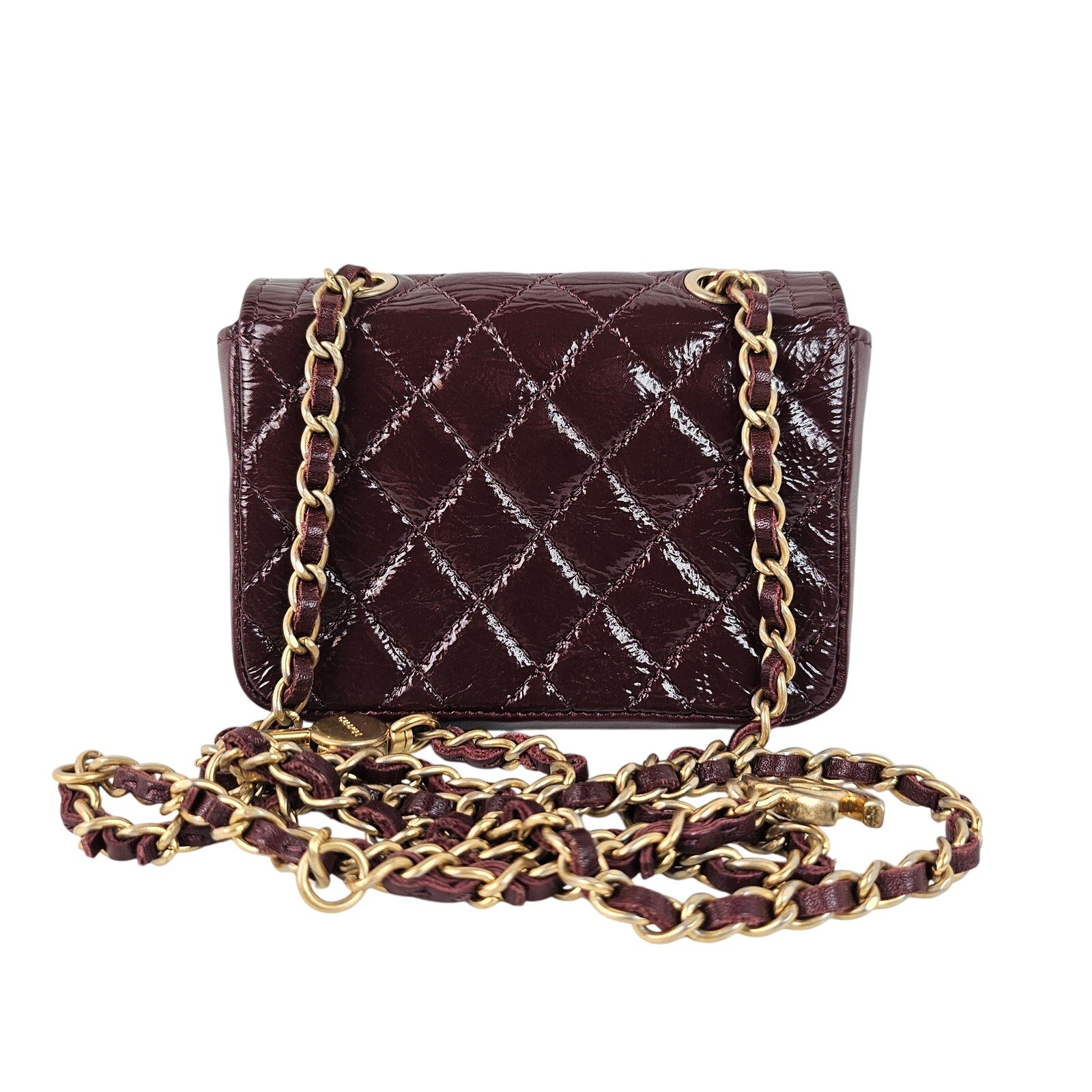 Chanel 2020 Mini Card Holder On Chain Belt Bag Burgundy