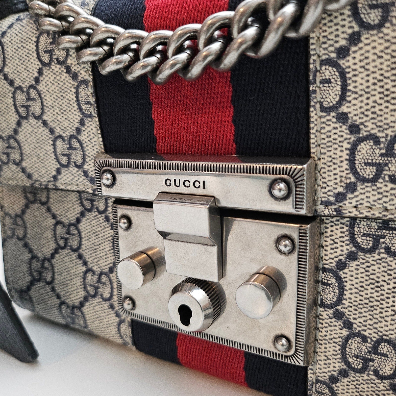 Gucci GG Supreme Web Small Padlock Shoulder Bag Black