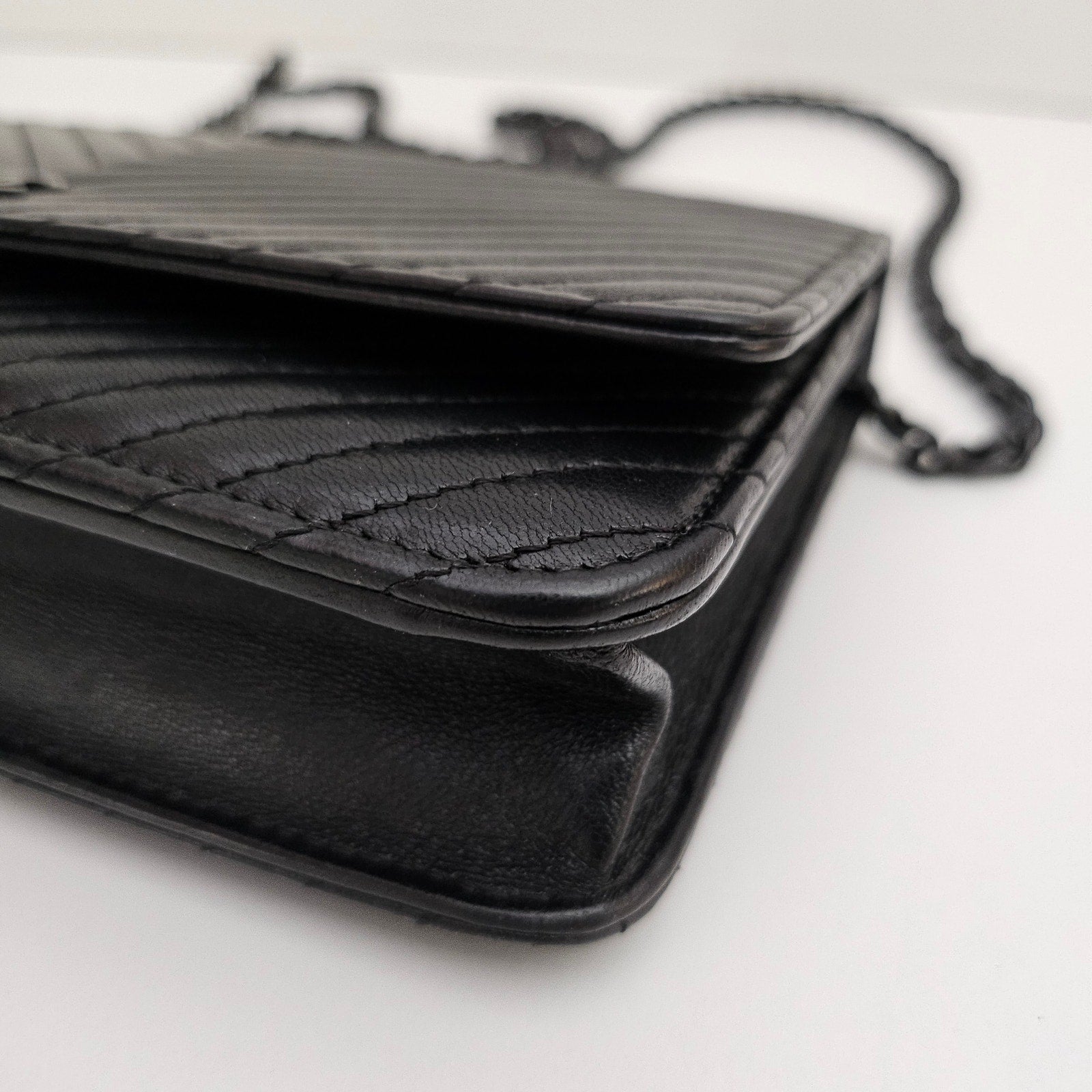 Chanel Chevron So Black Lambskin Wallet on Chain WOC