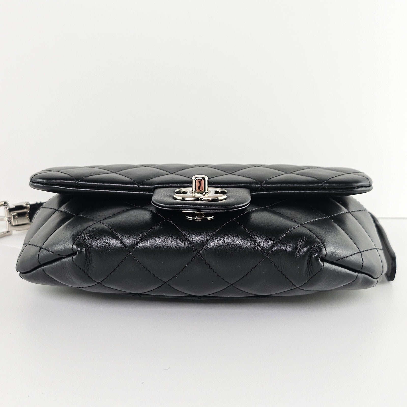 Chanel Quilted Uniform Leather CC Belt Bum Bag Black