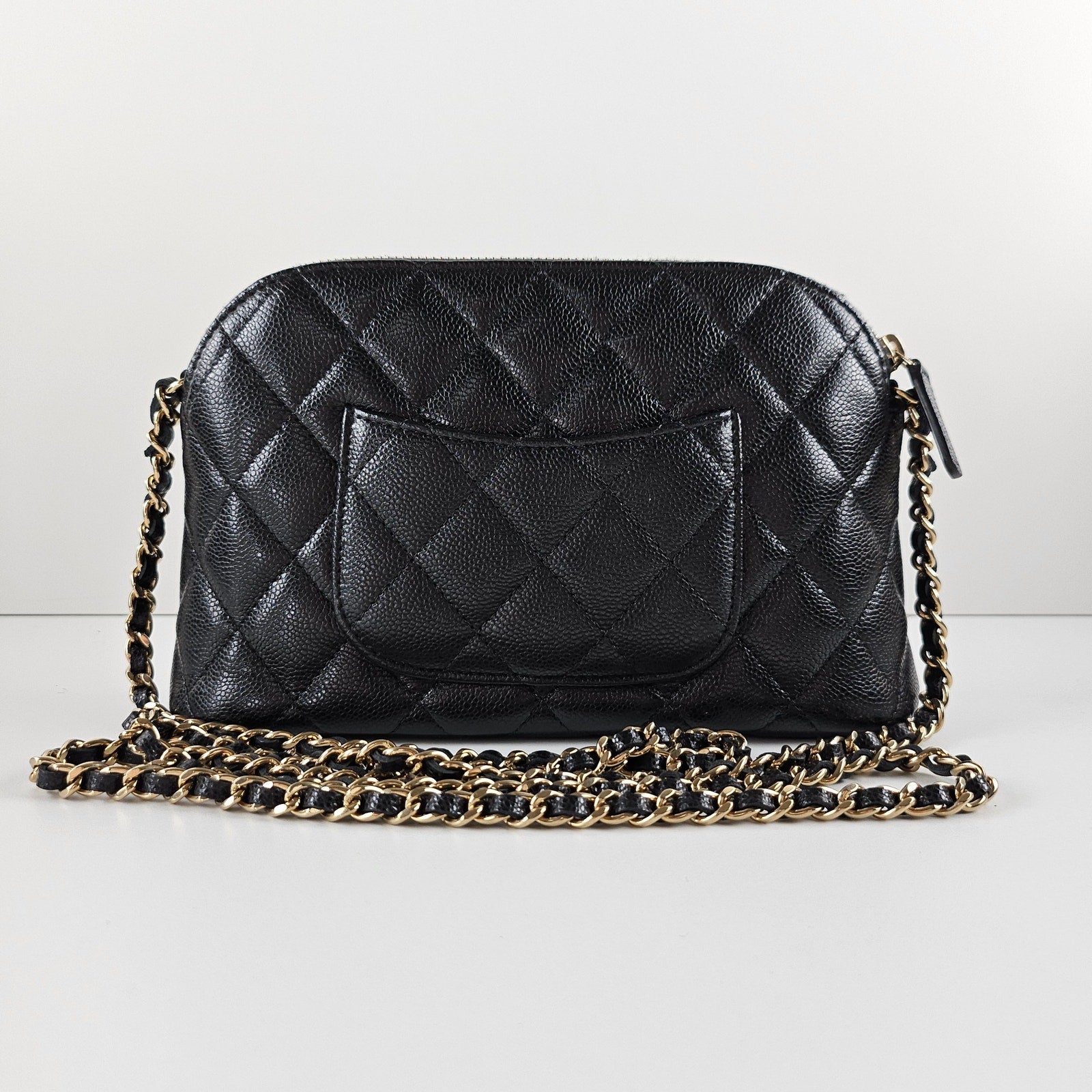 Chanel 24A Classic Clutch with Chain Black Caviar with Light Gold Crossbody