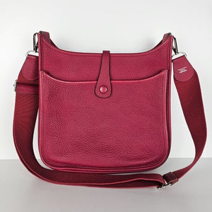 Hermes Clemence Leather III Evelyne PM Crossbody Bag Wine Red