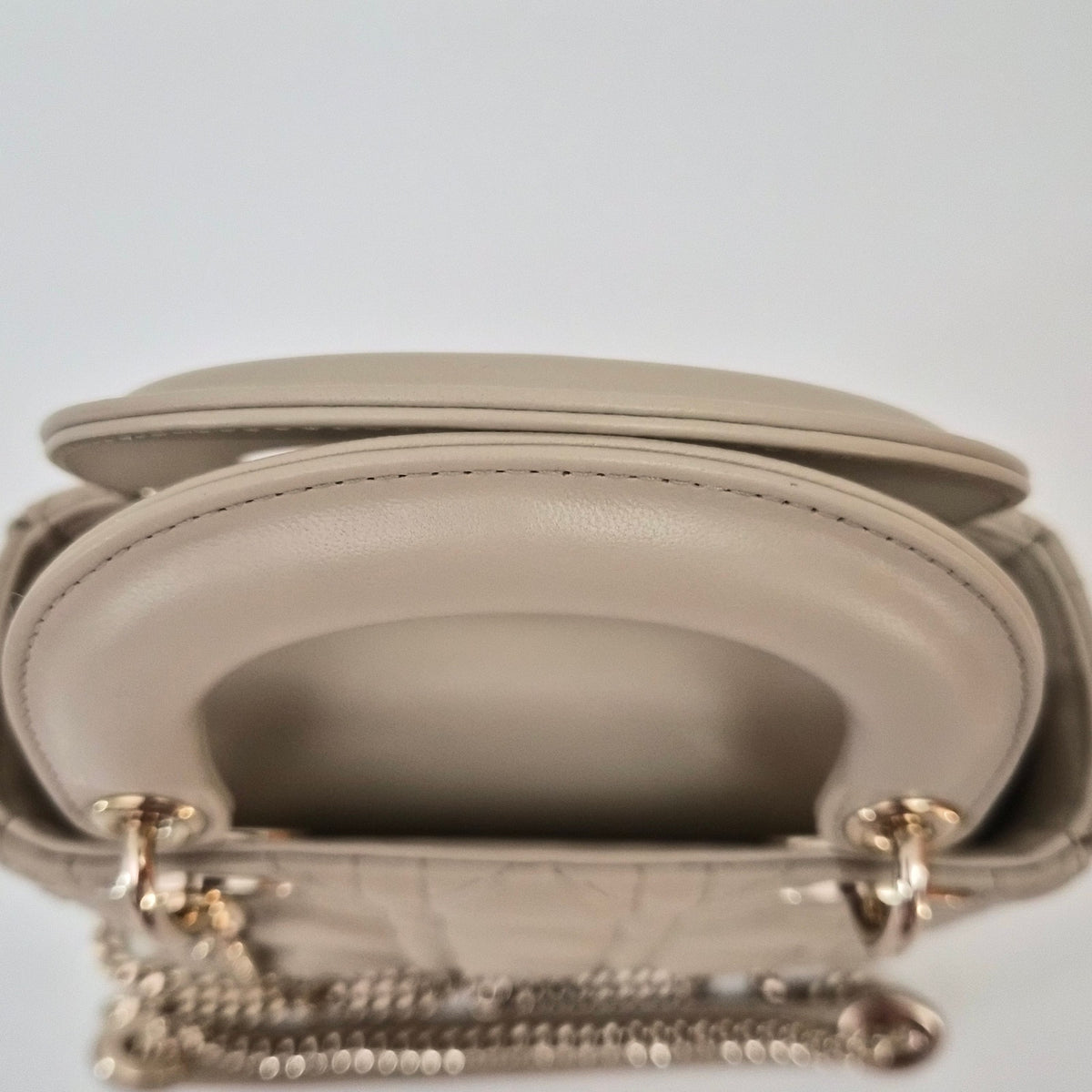 Christian Dior Lambskin Cannage Mini Lady Dior Beige