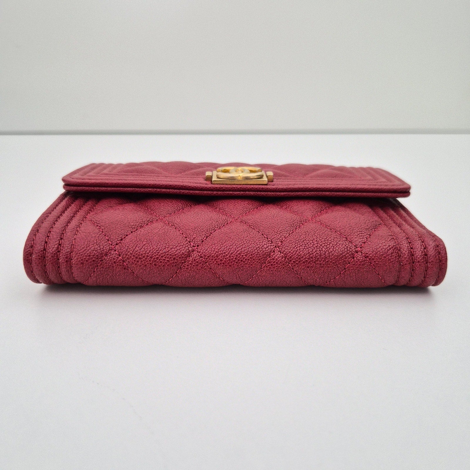 Chanel Caviar Quilted Medium Boy Flap Wallet Red