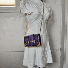 Load image into Gallery viewer, Prada Small Leather Purple Astrology Moon Stars Cahier Crossbody Bag

