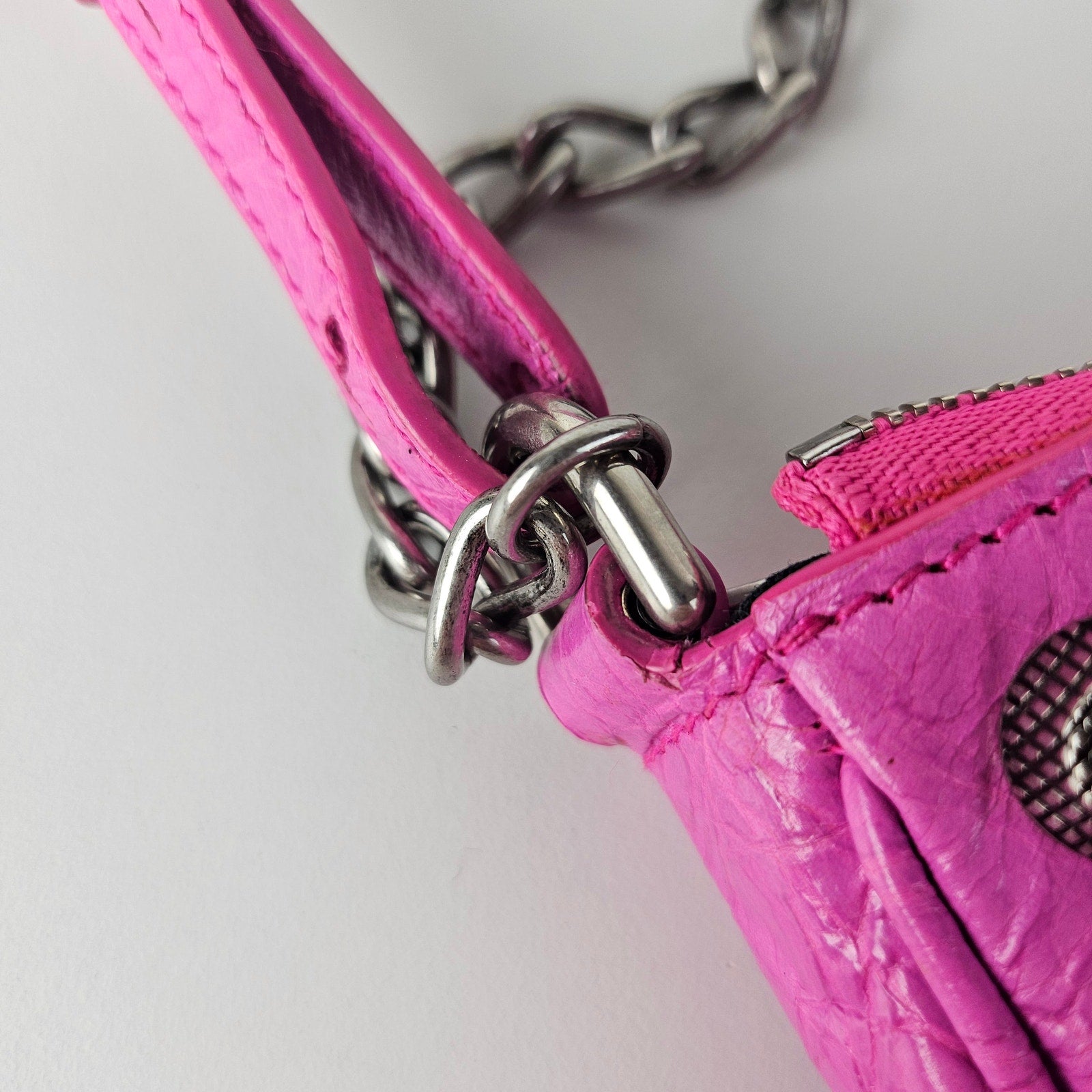 Balenciaga Agneau Arena Le Cagole Mini Bag With Chain Pink