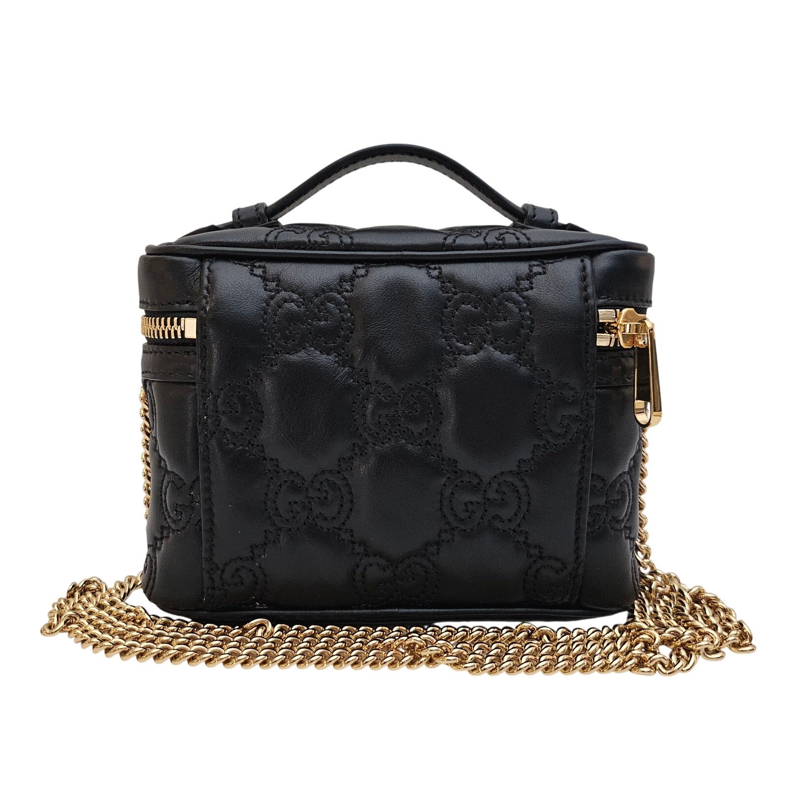 Gucci  Calfskin GG Matelasse Mini Top Handle Bag Black
