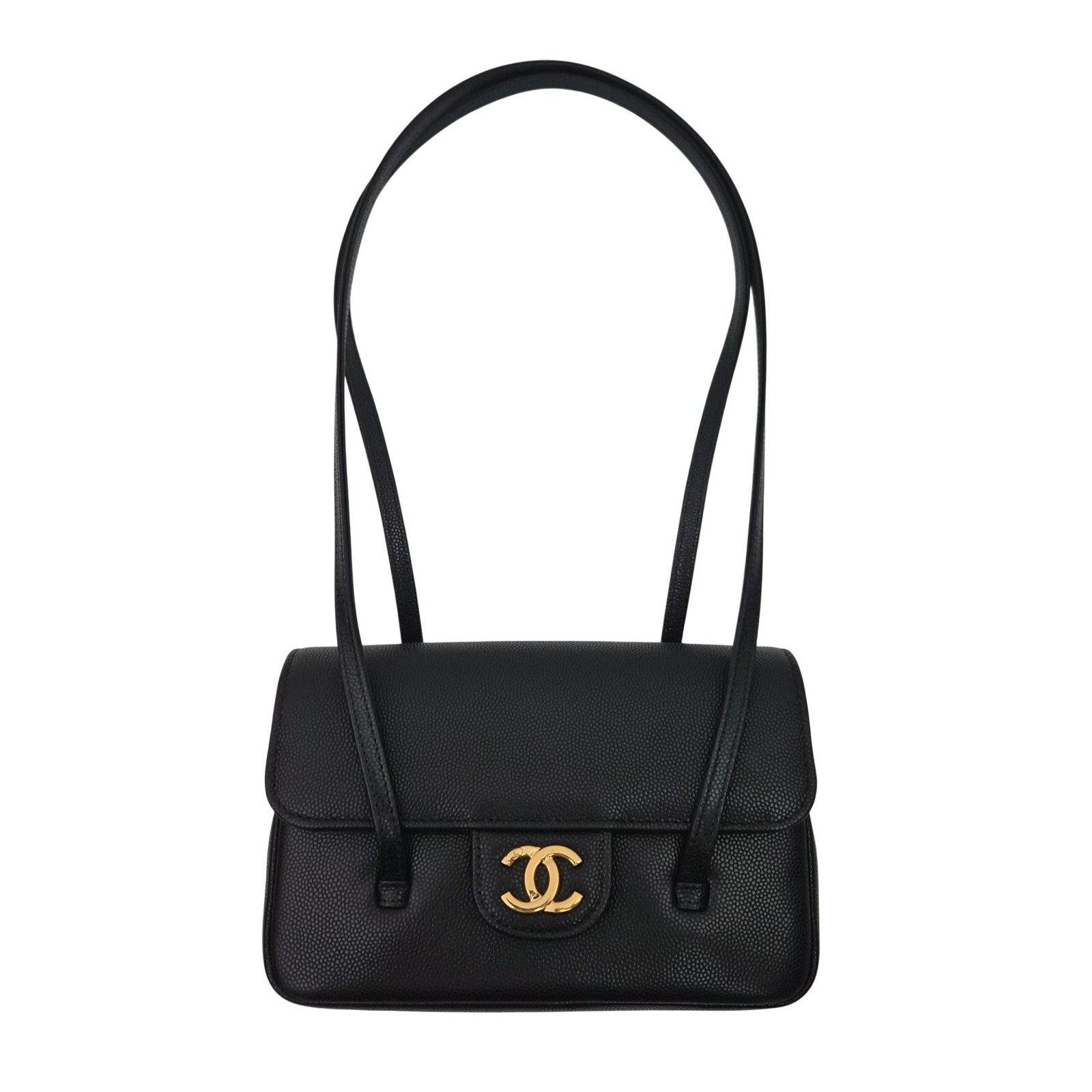 Chanel Shiny Caviar Mini Preppy Coco Shoulder Bag Black